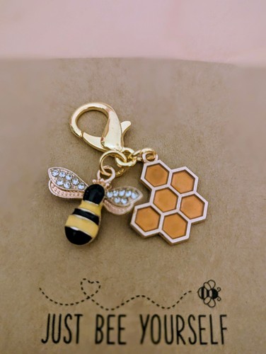 Bee and honey keychain bag - and, keychain/