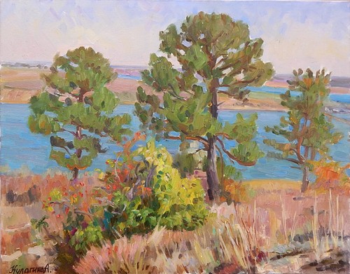 River landscape with pine - landscape,