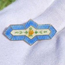 Vintage Possibly Antique  Enamel  Metal Brooch Pin