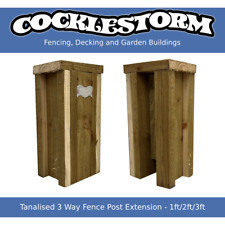 1ft/2ft/3ft Tanalised Timber/Concrete Garden Fence 3 Way Post Extension