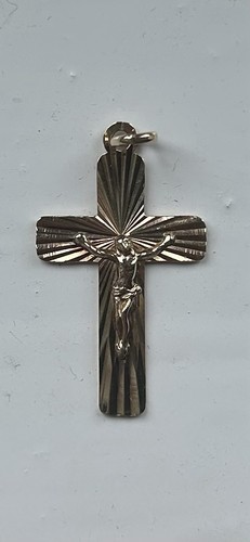 9ct gold cross - gold,