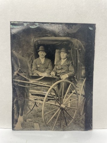 Antique tintype photograph - antique, two