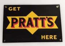PRATT'S ENAMEL ENGINE OIL SIGN PORCELAIN GARAGE MOTOR SPIRIT PETROL MAN CAVE