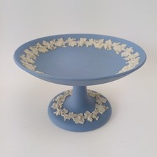 Wedgwood Blue Jasper Ware Small Comport / Tazza / Dish With Grape Vine & Grapes