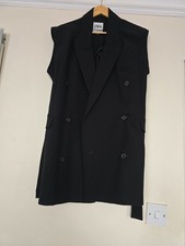 Zara Women’s black long waistcoat  Size L 