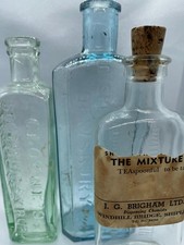 Vintage glass bottles. Old medicine bottles.