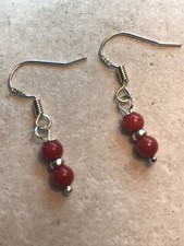 Genuine Red Coral Earrings -