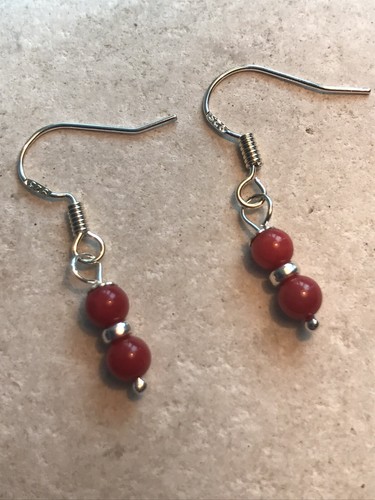 Genuine red coral - earrings,
