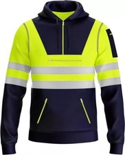 Hi Vis Viz Quarter Zip Sweatshirt Jumper High Visibility Workwear Safey Yellow
