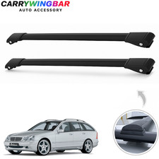 Fit Mercedes C-Class S203 Wagon 2001-2009 Roof Rack Cross Bars Black Alu Pair