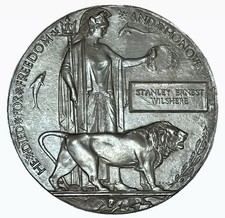 WWI Bronze Memorial Plaque “Dead Man’s Penny” – Stanley Ernest Wilshere – 130mm