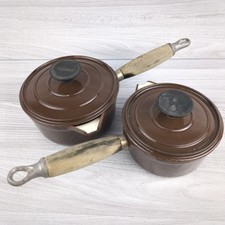 Cousances Cast Iron Saucepans x2 (12cm & 14cm) Brown w/ Lids – Le Creuset France