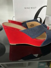Nine West Red/Denim Wedges Size 6 Excellent Condition