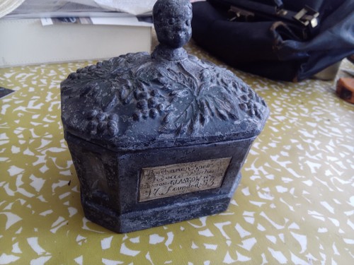 Antique lead tobacco jar - lead,