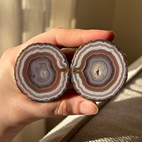 Zhanguo agate geode - , pair