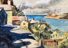 Antique Original Watercolour A Sunny Afternoon Runswick Bay Yorkshire Landscape