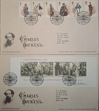 GB 19-6-2012 Charles Dickens Bicentenary 2 x FDCs + Inserts Mint Tallents House