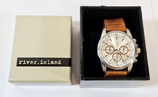 River Island Watch, 264503, Stainless Steel Back, Leather Strap, Boxed, Working