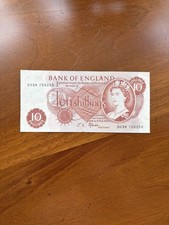 Bank Of England 10/- Shilling Banknote Prefix D03N 755259 C.1961 Circulated EF