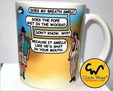 DOES THE POPE SH*T IN THE WOODS? mug funny Rik Mayall Bottom Cup Coaster Coffee