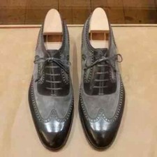 Handmade Mens Grey Shoes