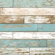 A Street Prints Wood Effect Wallpaper Distressed Scrap Wooden Teal White Brown
