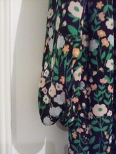 Green dress with pale pink blue flowers