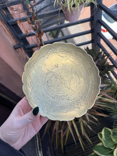 Vintage gold brass etched - gold,
