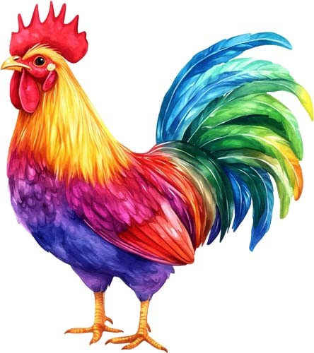 Watercolour rooster kitchen - watercolour,