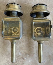 Pair Of Vintage Carriage Brass Lights Coach Lanterns Not Electrified Free Post