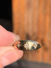 18ct gold diamond old cut gypsy ring Victorian 2 grams