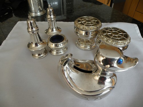 Silver plate mixed items - silver,