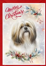 Lhasa Apso Dog Christmas Card  (4" x 6") - Blank inside - by Starprint