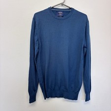 Charles Tywhitt Wool Jumper Size Medium Teal Blue Round Neck 100% Merino Wool