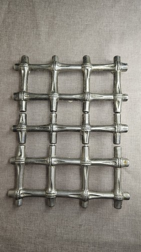 Vintage metal trivet bamboo - vintage,