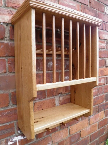 Solid oak plate rack - oak,