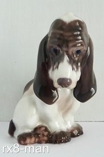 SUPERB COPENHAGEN DAHL JENSEN SEATED BASSET HOUND DOG FIGURE No.1065 c.1930's