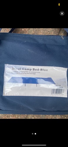 Steel frame blue camping bed - steel,
