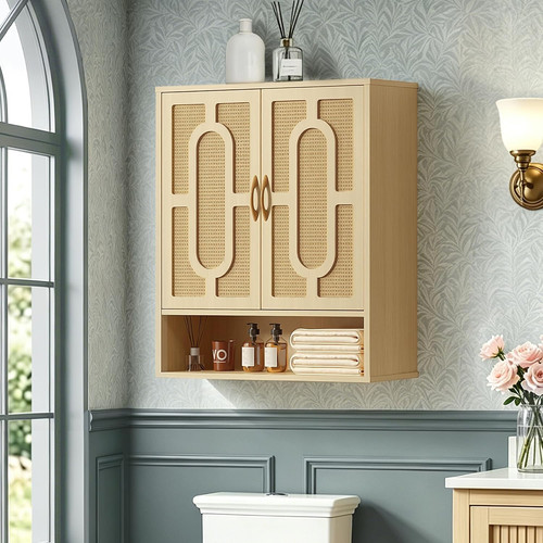 Rattan bathroom wall cabinet - bathroom,