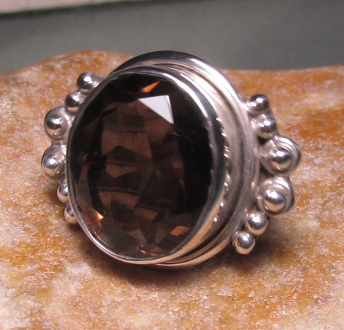 Sterling silver cut smoky