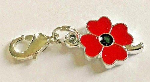 Alloy clip poppy charm - alloy,