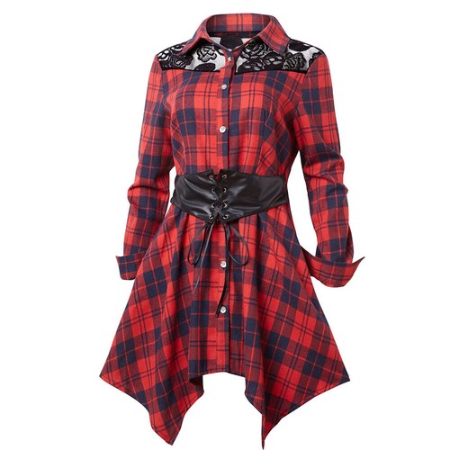 Women check plaid shirt - check,