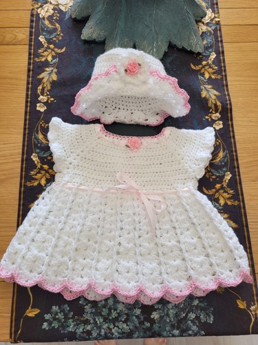 Babys crochet dress and - crochet, hat
