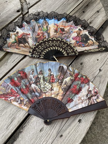 Two vintage spanish - vintage, fans