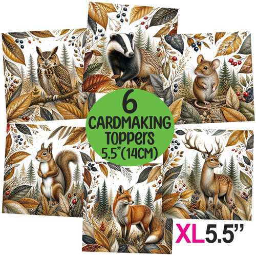 Woodland animals card - animals, toppers