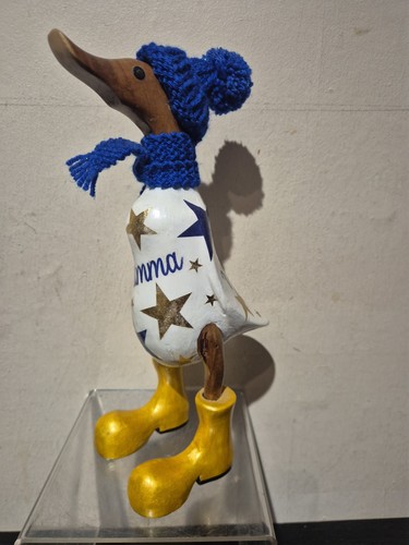 Wooden duck with - wellies, 25cm