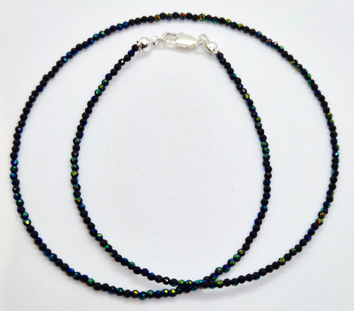 Black micro rondelle beaded - ab,