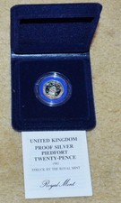 SILVER PIEDFORT 20P COIN WITH