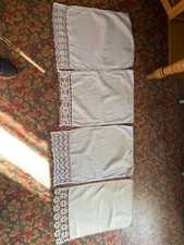 4 Vintage Antique Linen Crochet Edged Antimacassars Chair Back Covers 