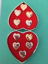 Variety Club International Heart Box Containing 10 Vintage Heart Pin Badges 